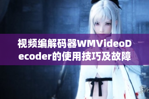 視頻編解碼器WMVideoDecoder的使用技巧及故障排除方法(1)